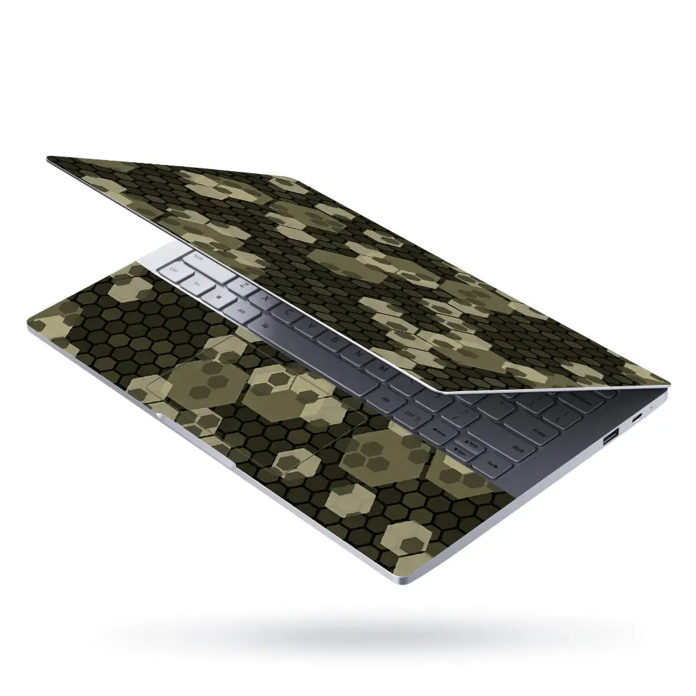 Camouflage Olive Hexagon Laptop Skin - View 3