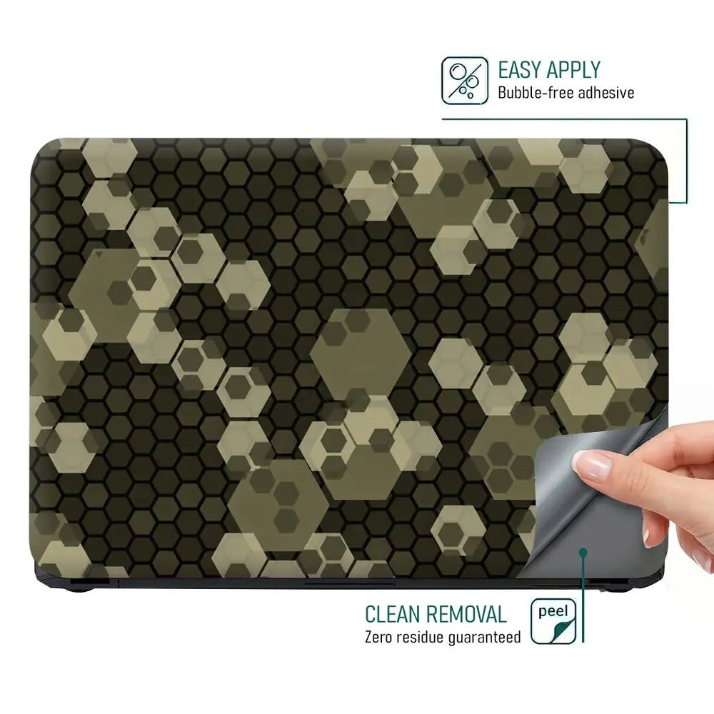 Camouflage Olive Hexagon Laptop Skin - View 4