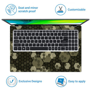 Camouflage Olive Hexagon Laptop Skin - View 5