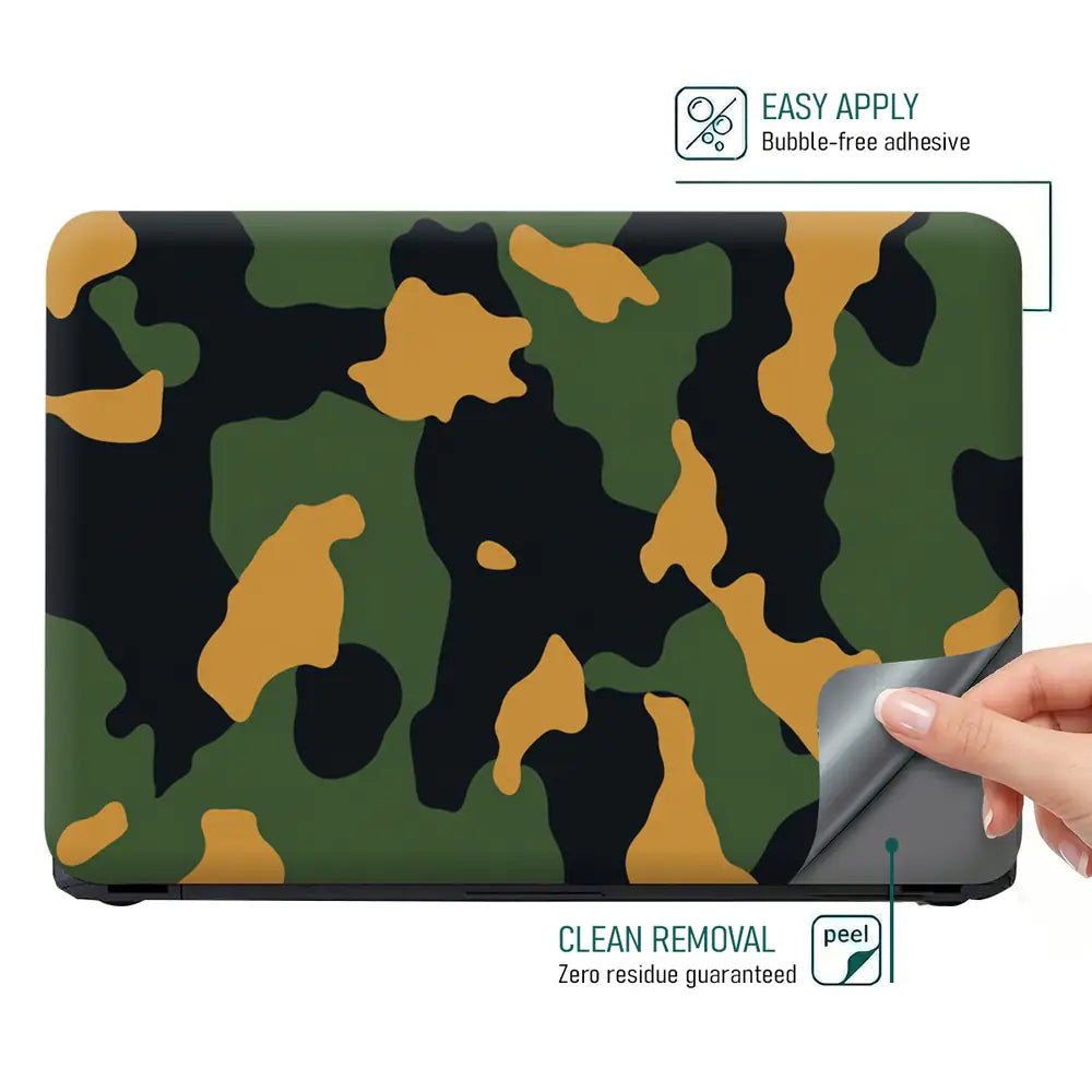 Camouflage Olive Orange Woodland Laptop Skin - View 4