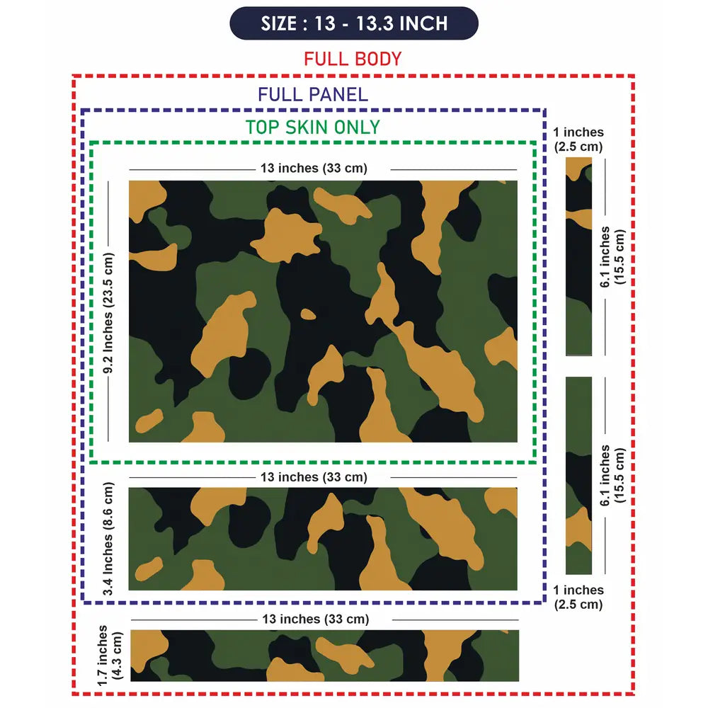 Camouflage Olive Orange Woodland Laptop Skin - View 6