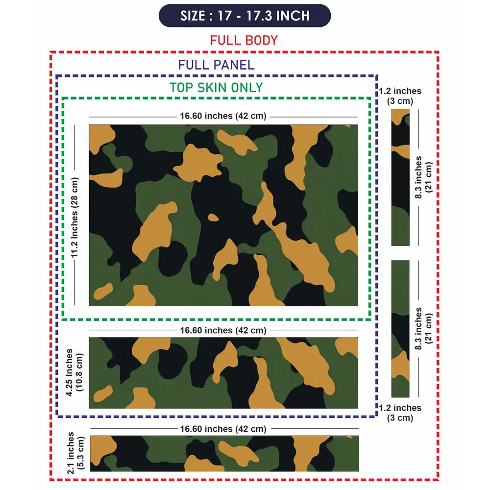 Camouflage Olive Orange Woodland Laptop Skin - View 9