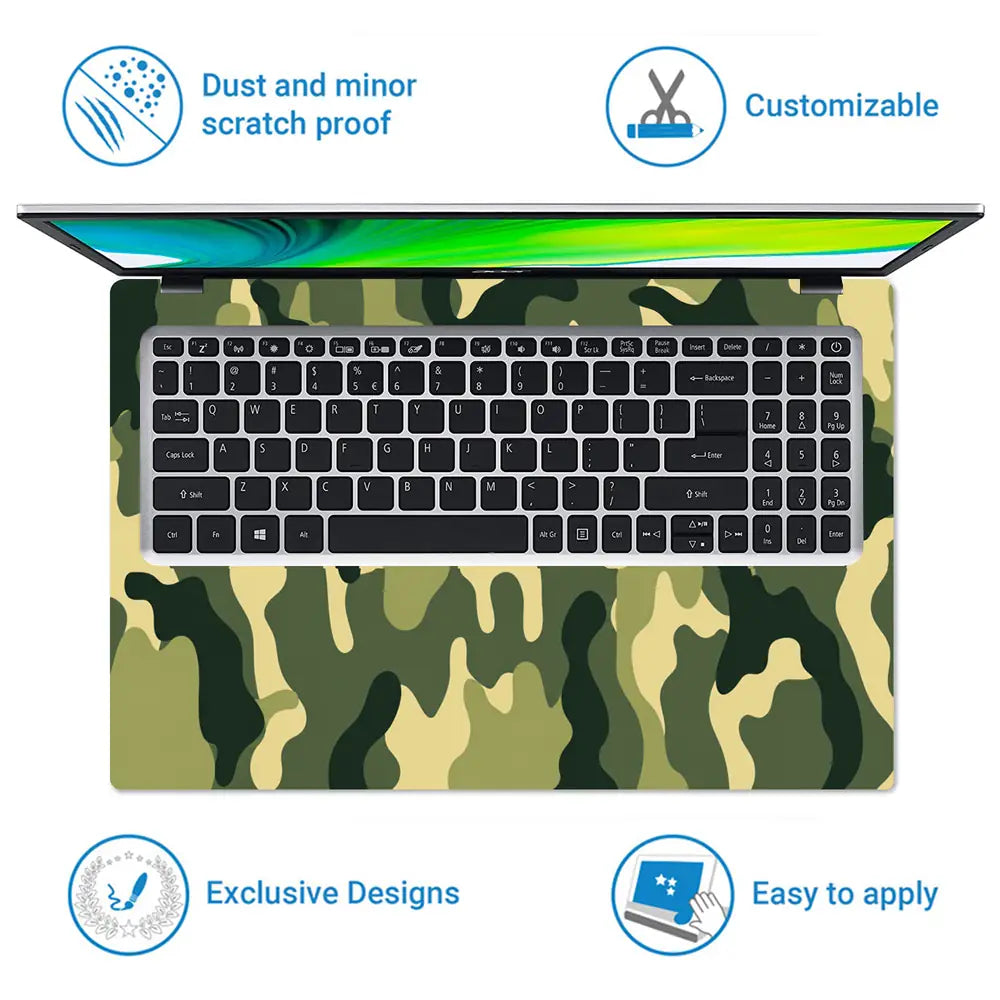 Camouflage Olive Sage Laptop Skin - View 5