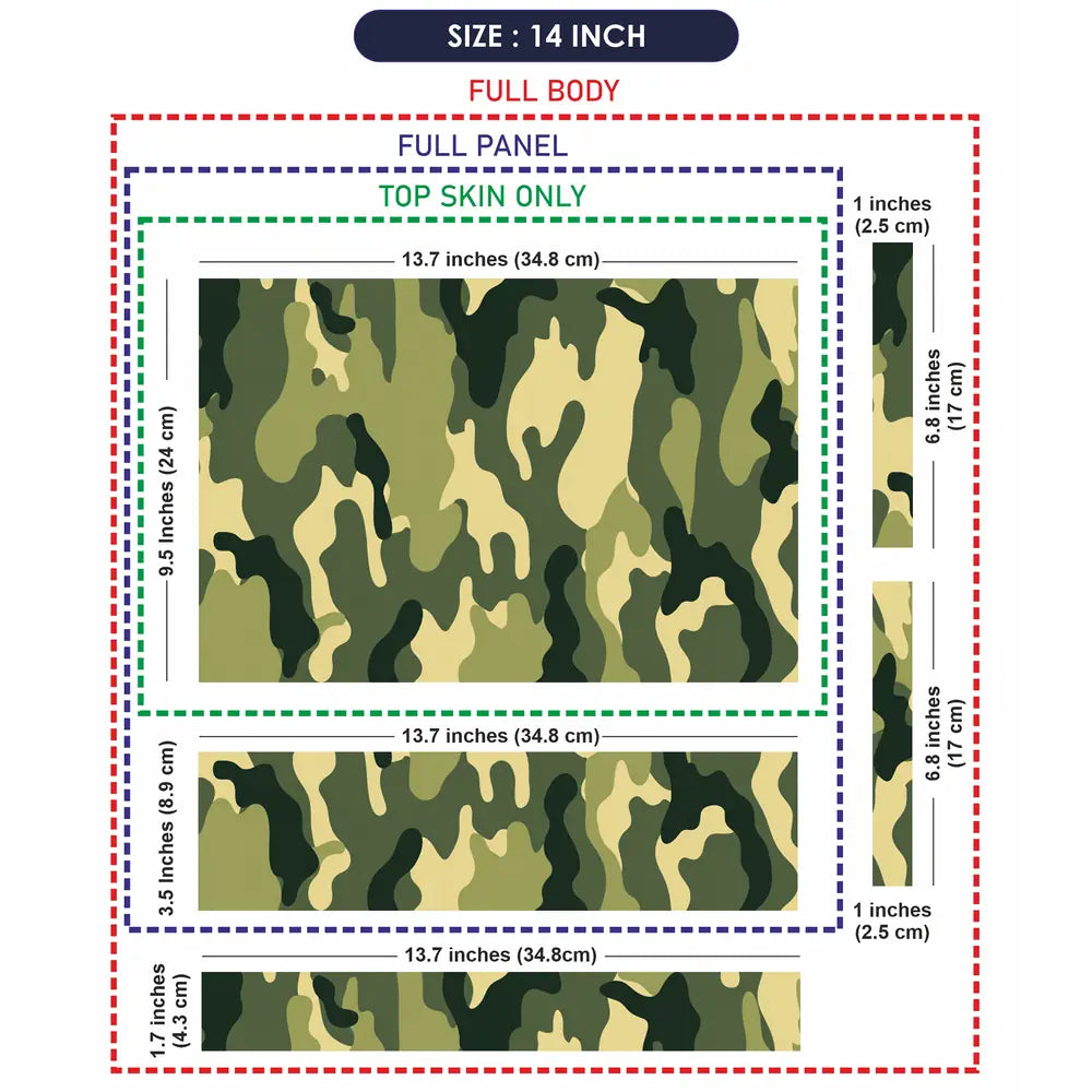 Camouflage Olive Sage Laptop Skin - View 7