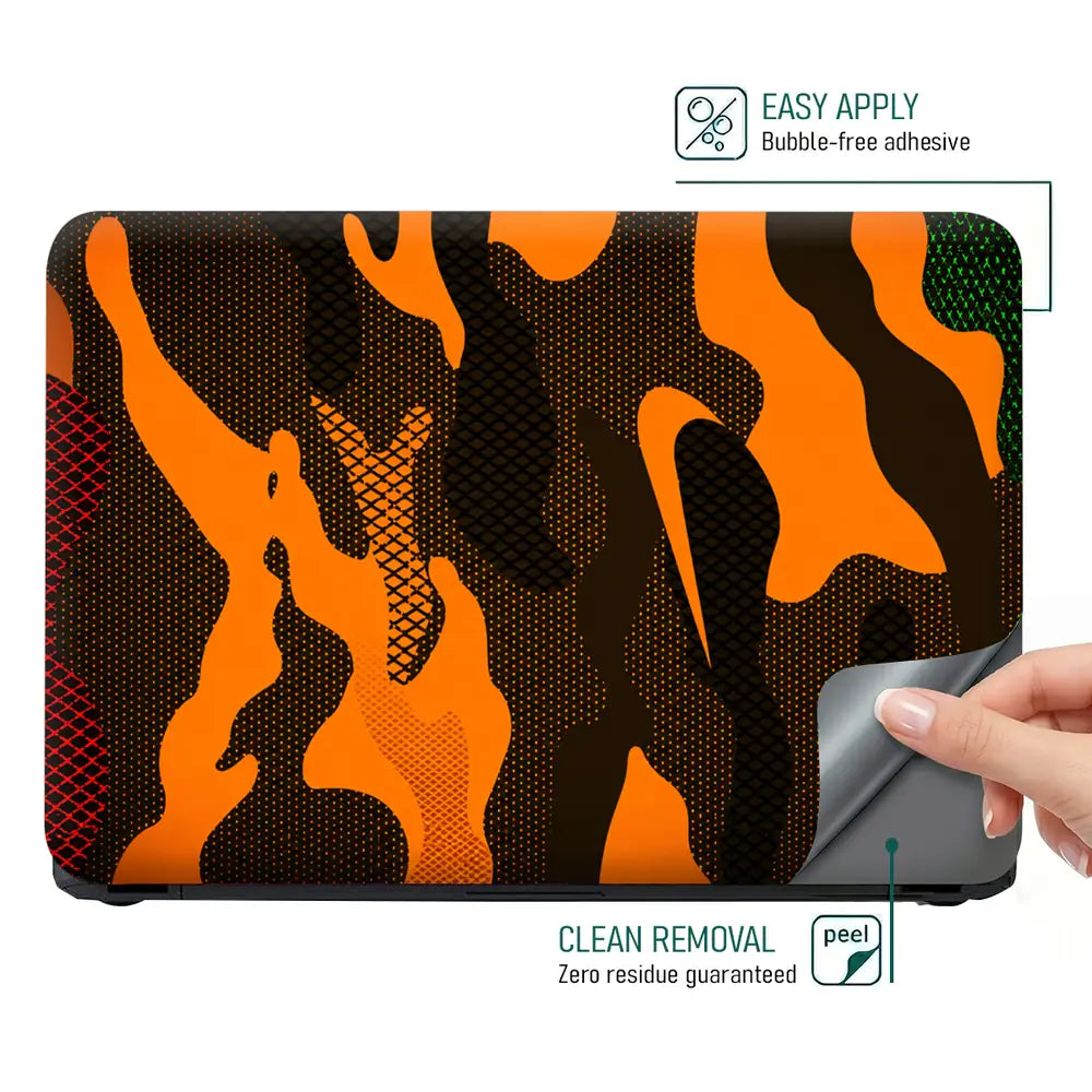 Camouflage Orange Hex Laptop Skin - View 4