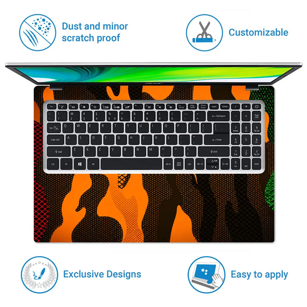 Camouflage Orange Hex Laptop Skin - View 5