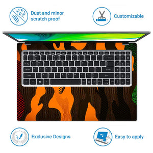 Camouflage Orange Hex Laptop Skin - View 5