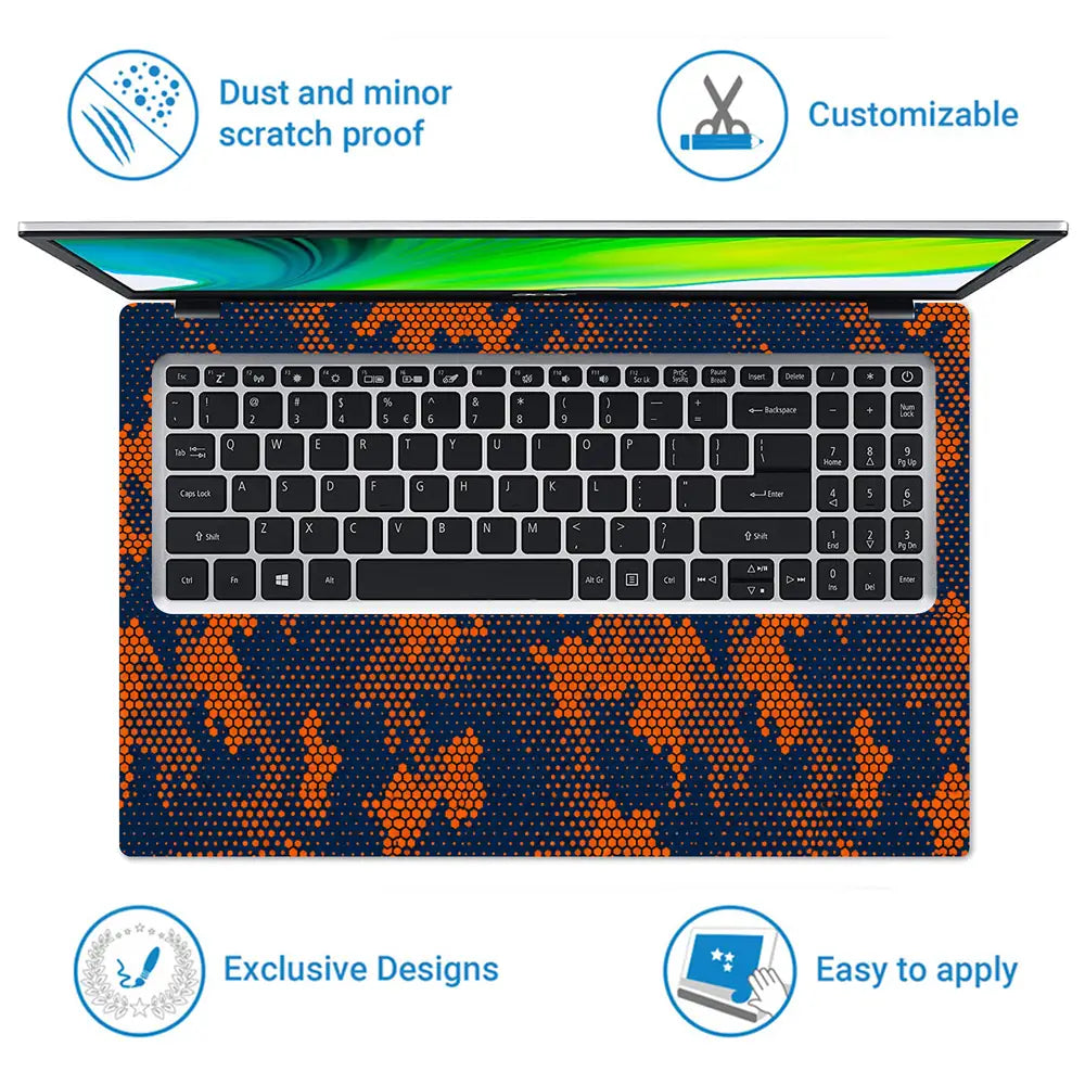 Camouflage Orange Navy Digital Laptop Skin - View 5