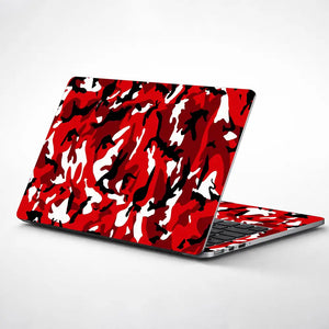 Camouflage Red Black White Laptop Skin - View 1