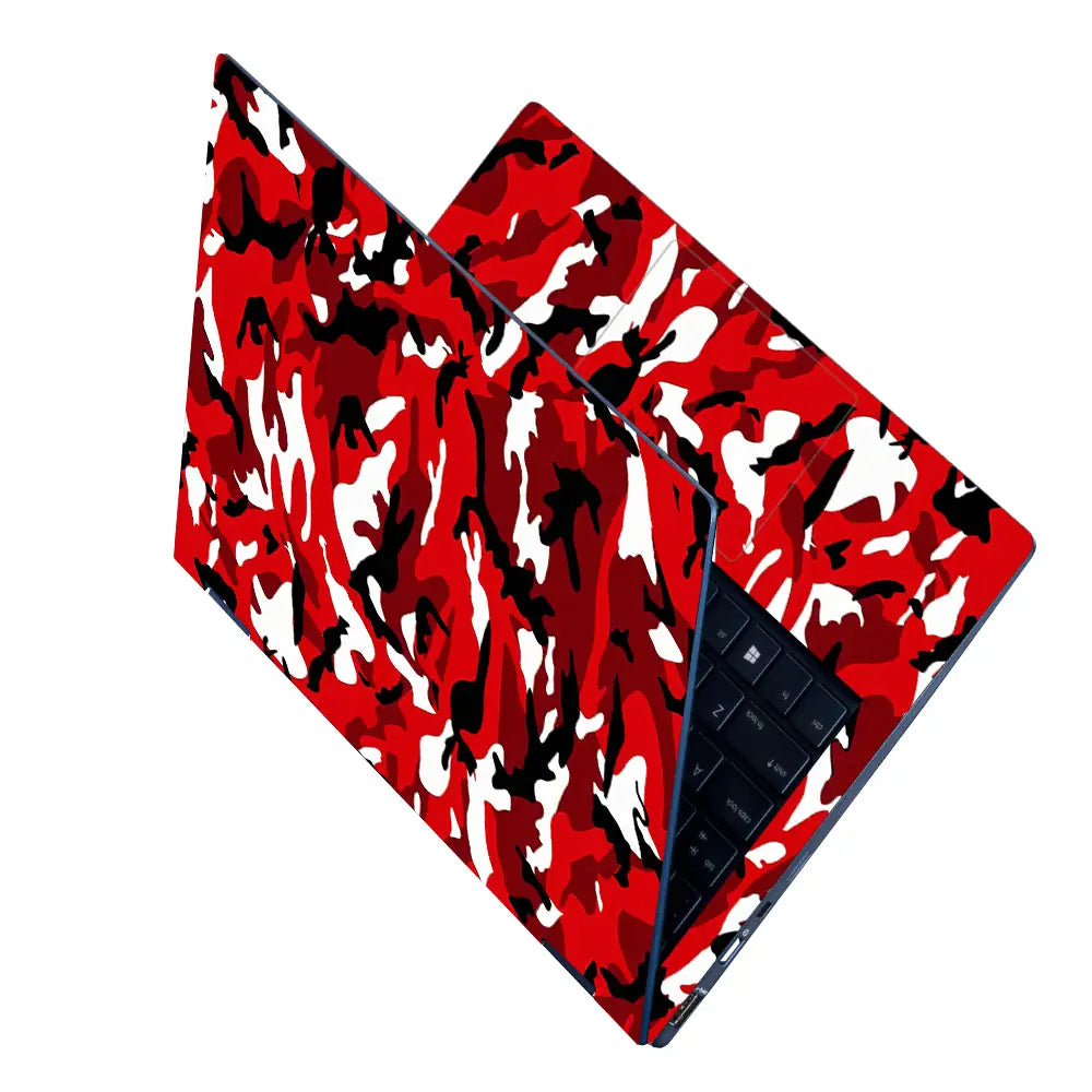 Camouflage Red Black White Laptop Skin - View 2