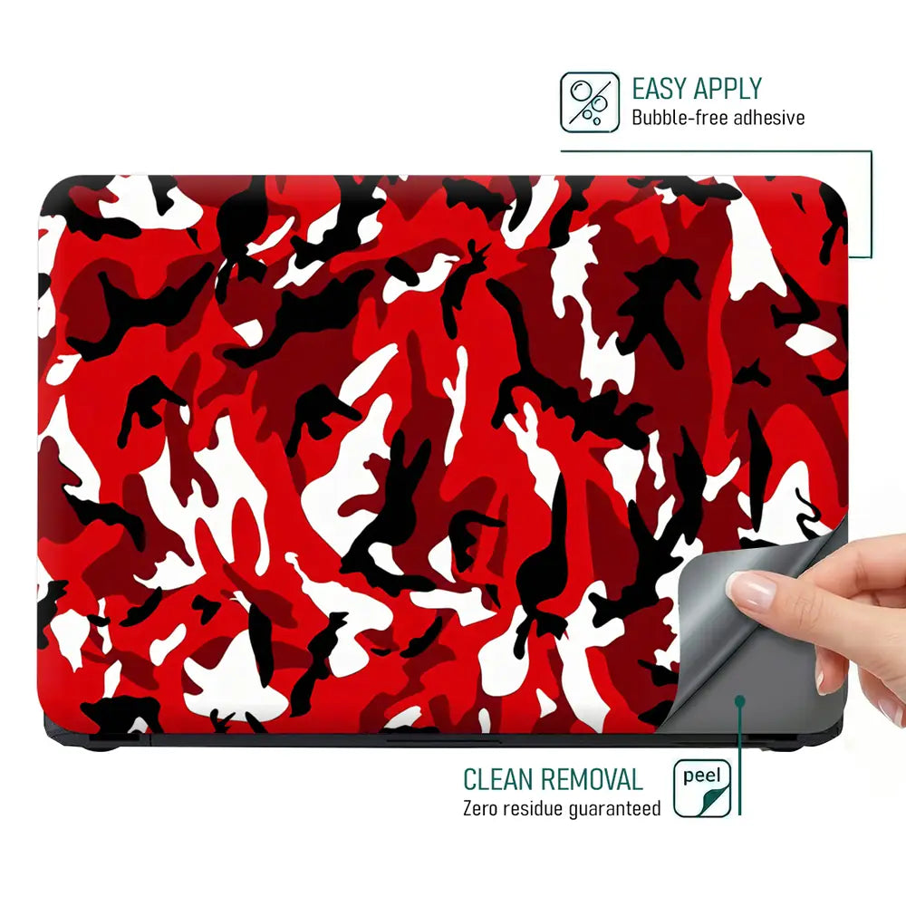 Camouflage Red Black White Laptop Skin - View 4