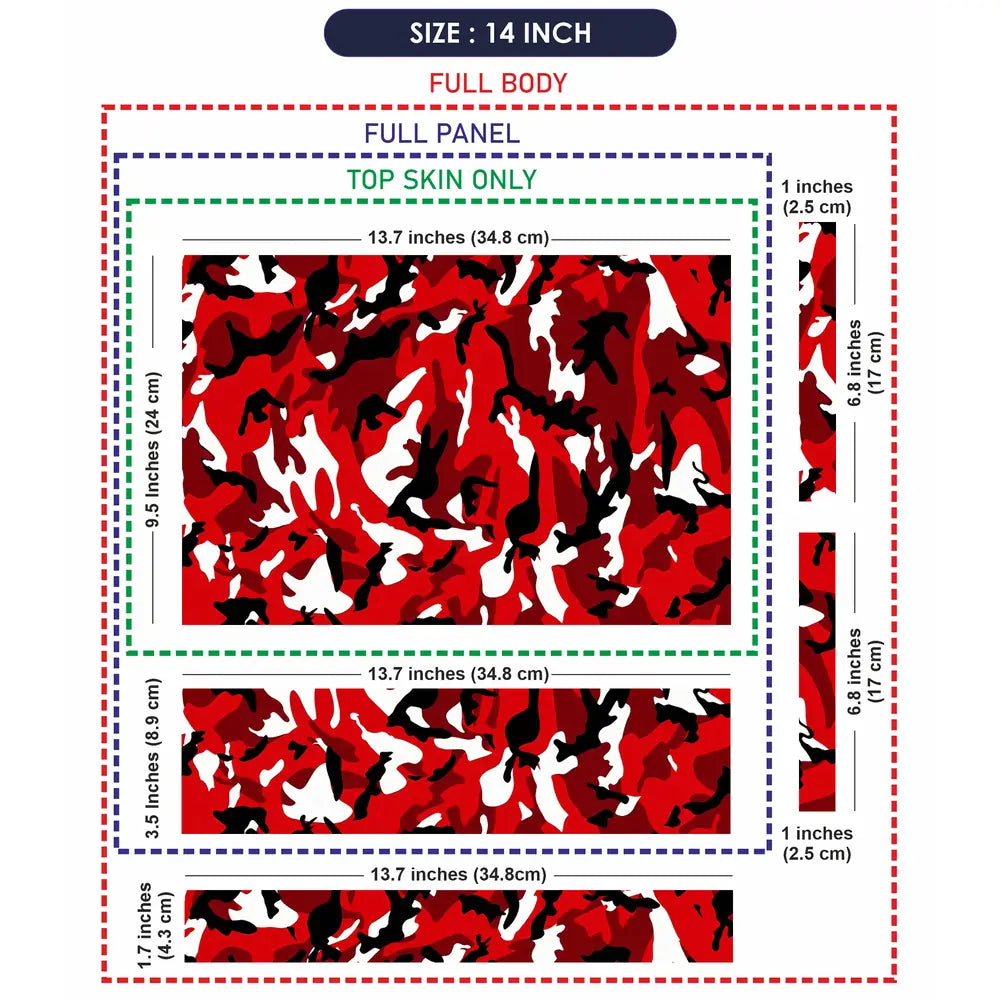 Camouflage Red Black White Laptop Skin - View 7