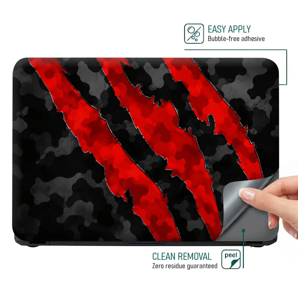 Camouflage Red Claw Slash Laptop Skin - View 4