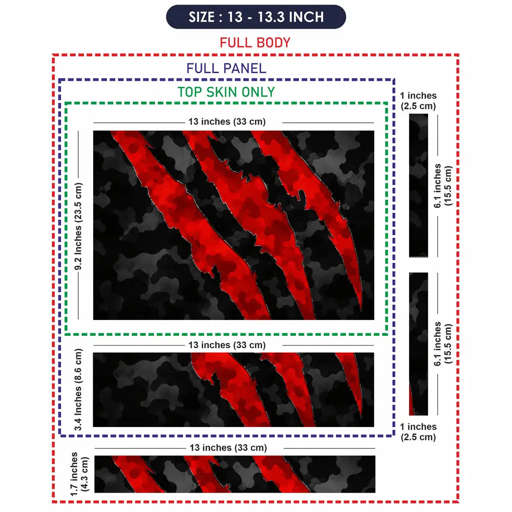 Camouflage Red Claw Slash Laptop Skin - View 6