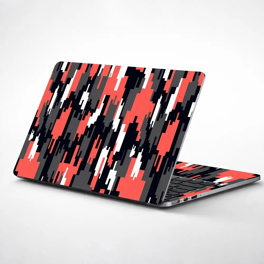 Camouflage Red Glitch Stripe Laptop Skin - View 1