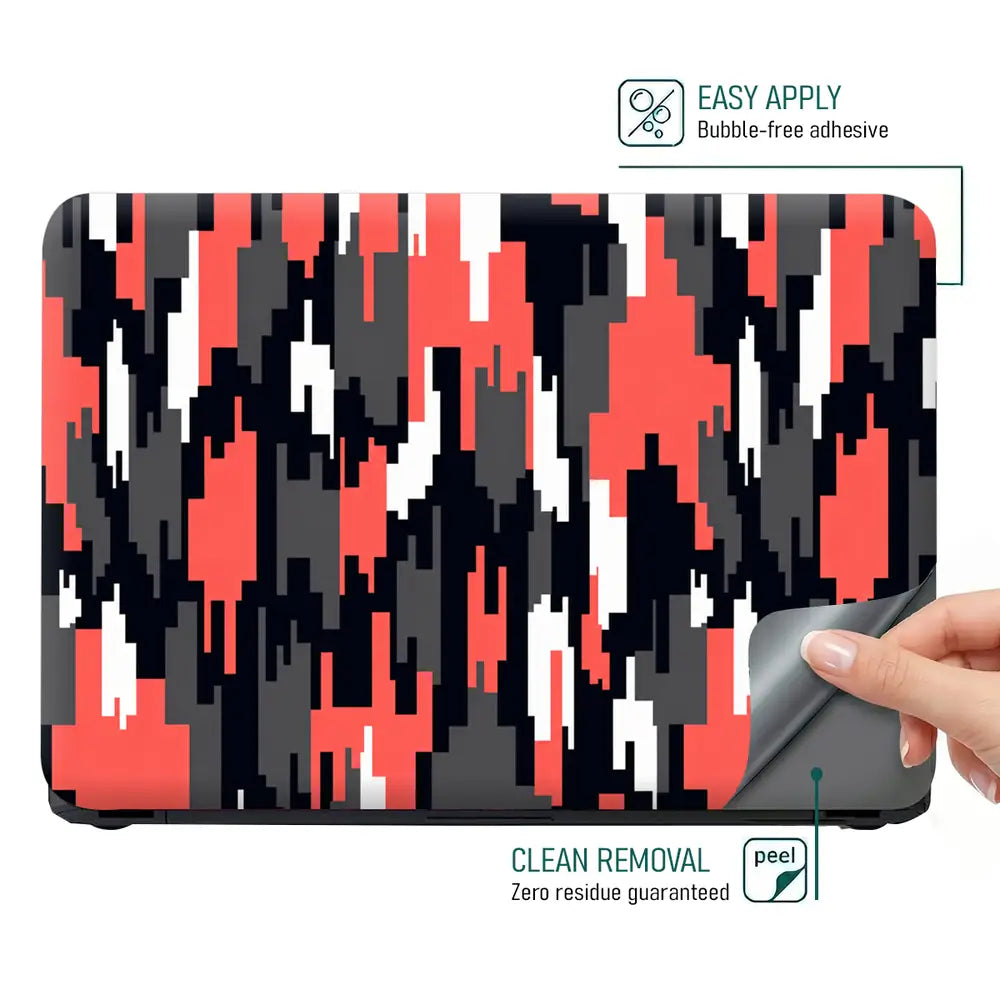 Camouflage Red Glitch Stripe Laptop Skin - View 4
