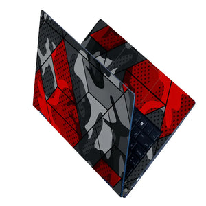 Camouflage Red Hexagon Geometric Laptop Skin - View 2