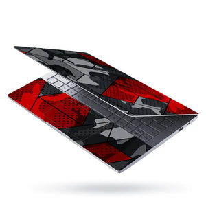 Camouflage Red Hexagon Geometric Laptop Skin - View 3