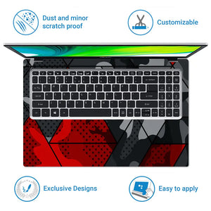 Camouflage Red Hexagon Geometric Laptop Skin - View 5