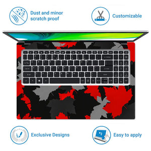 Camouflage Red Maple Leaf Laptop Skin - View 5