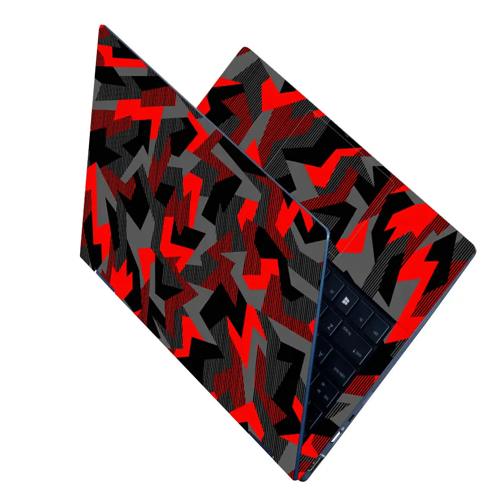 Camouflage Red Shard Geometric Laptop Skin - View 2
