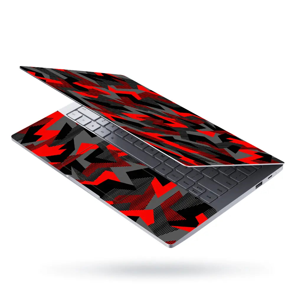 Camouflage Red Shard Geometric Laptop Skin - View 3