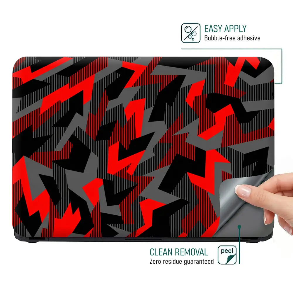 Camouflage Red Shard Geometric Laptop Skin - View 4