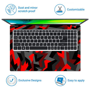 Camouflage Red Shard Geometric Laptop Skin - View 5