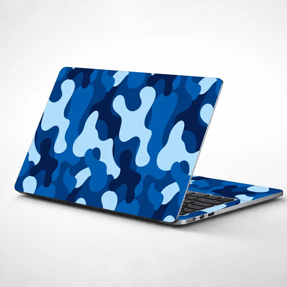 Camouflage Royal Blue Laptop Skin - View 1