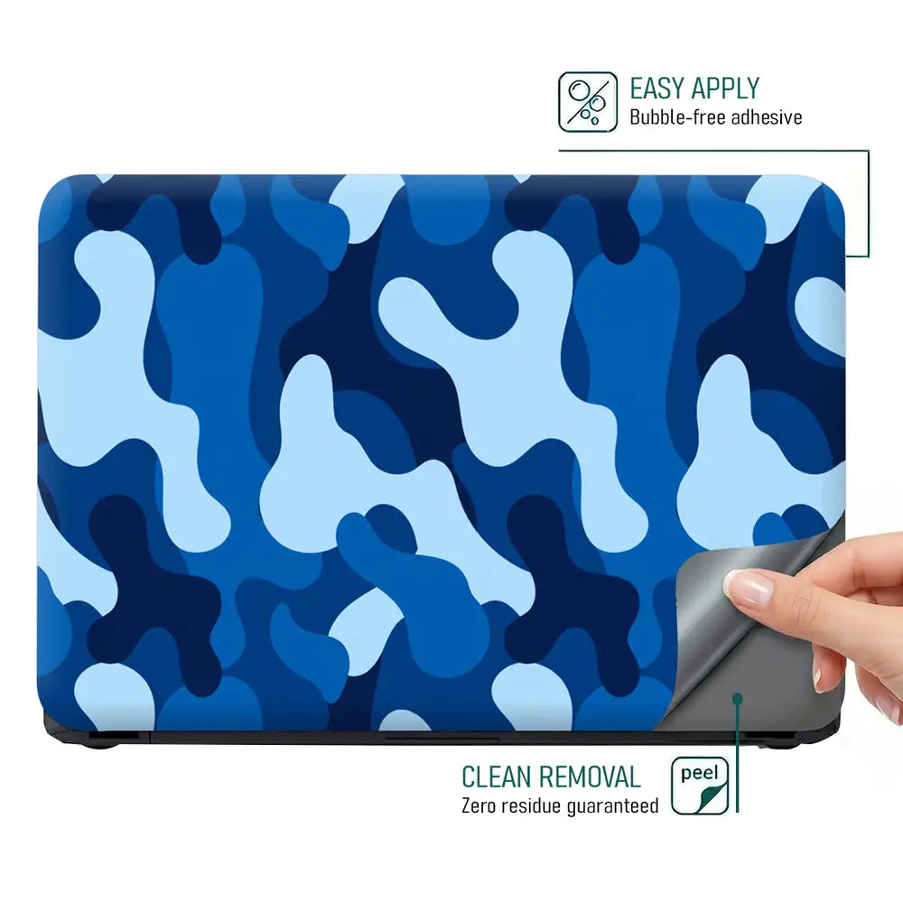 Camouflage Royal Blue Laptop Skin - View 4