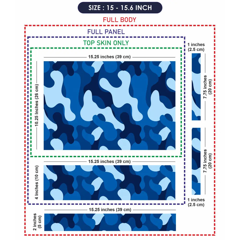 Camouflage Royal Blue Laptop Skin - View 8