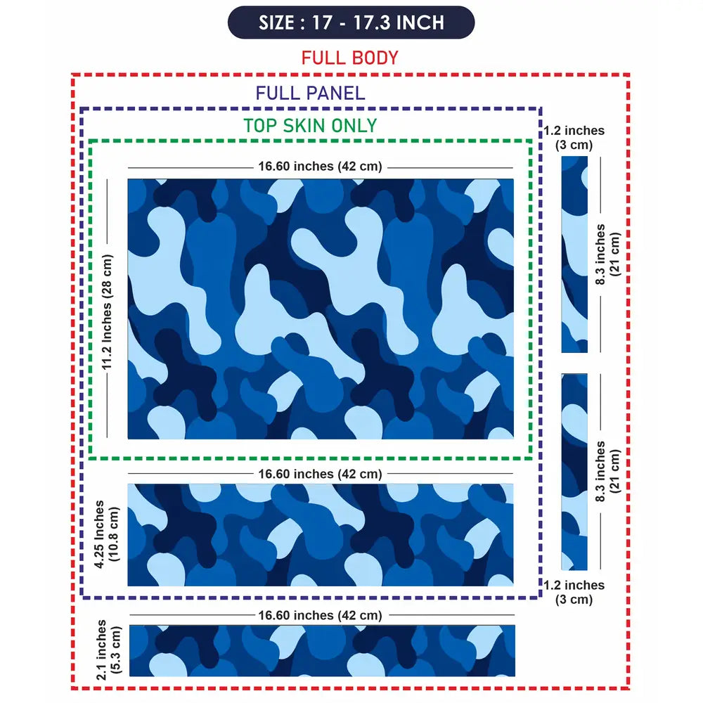 Camouflage Royal Blue Laptop Skin - View 9