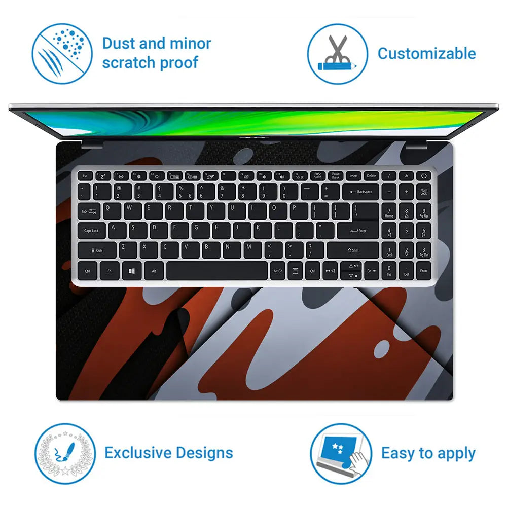 Camouflage Rust Grey 3D Laptop Skin - View 5