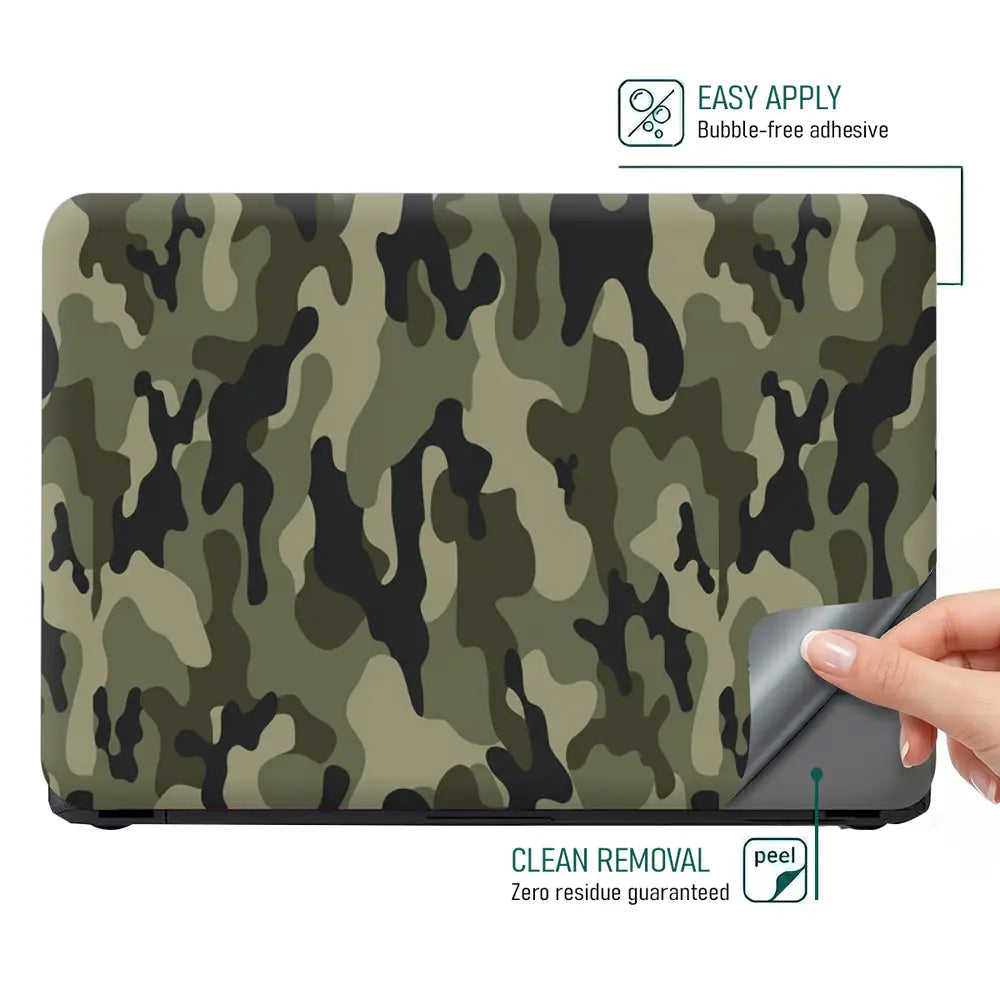 Camouflage Sage Green Woodland Laptop Skin - View 4