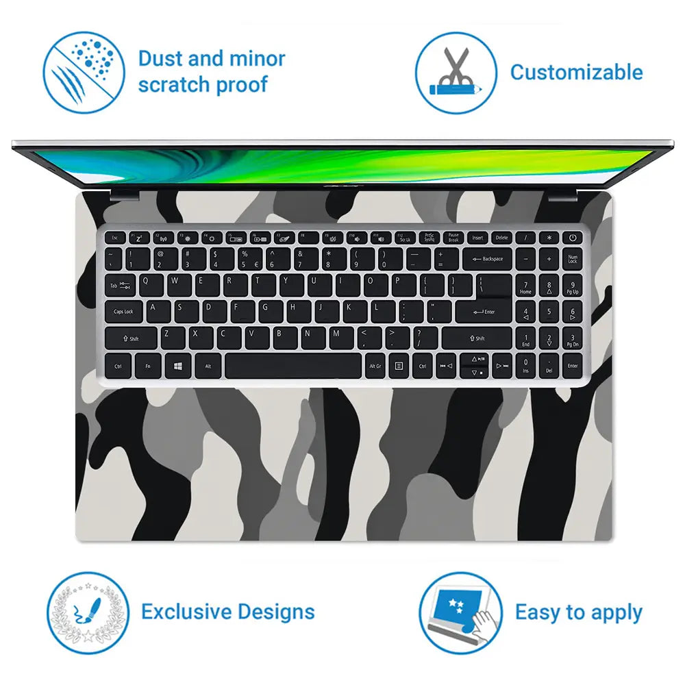 Camouflage Silver Urban Laptop Skin - View 5