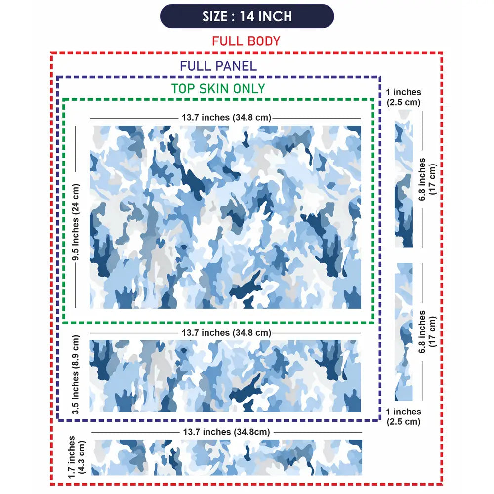 Camouflage Sky Blue Snow Laptop Skin - View 7