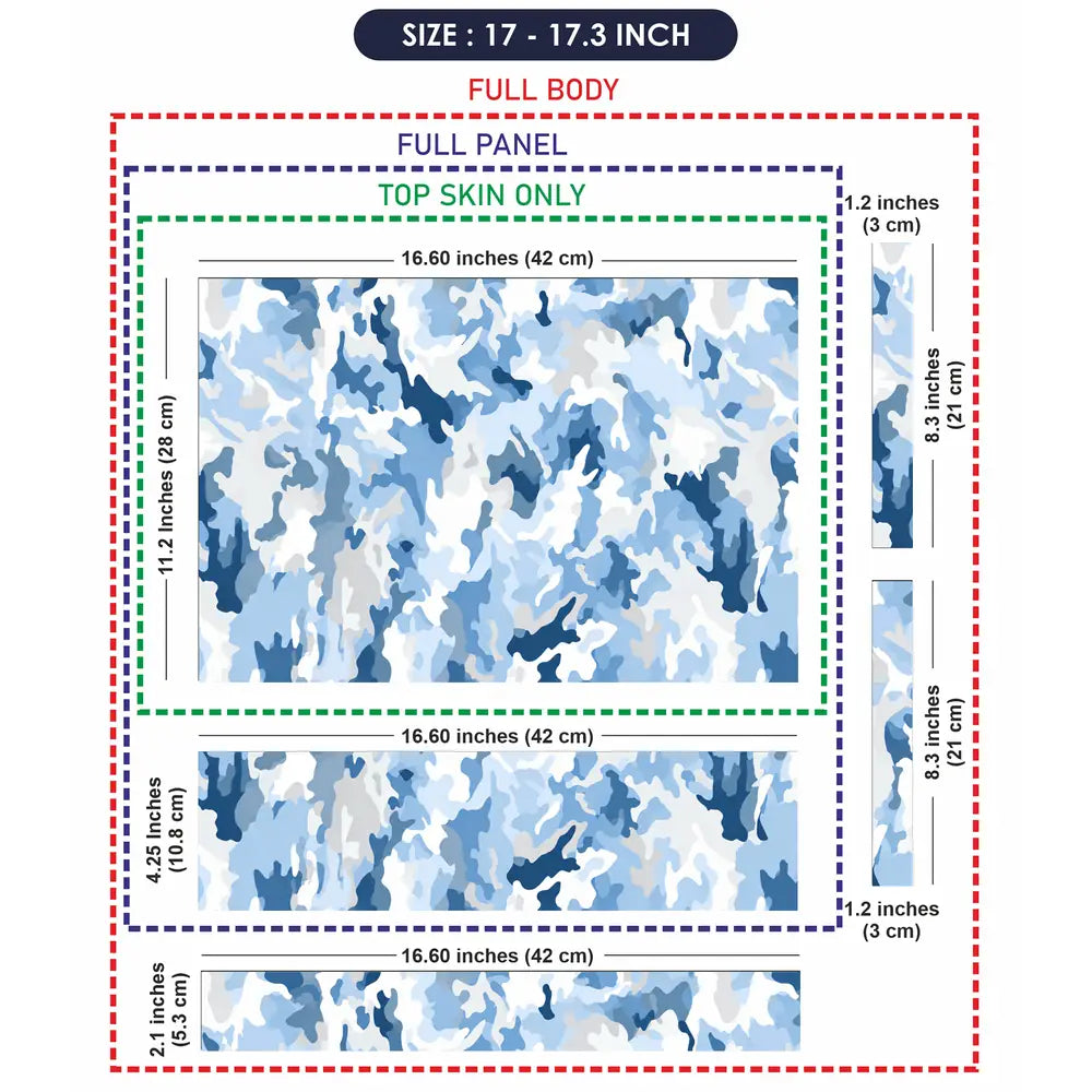 Camouflage Sky Blue Snow Laptop Skin - View 9