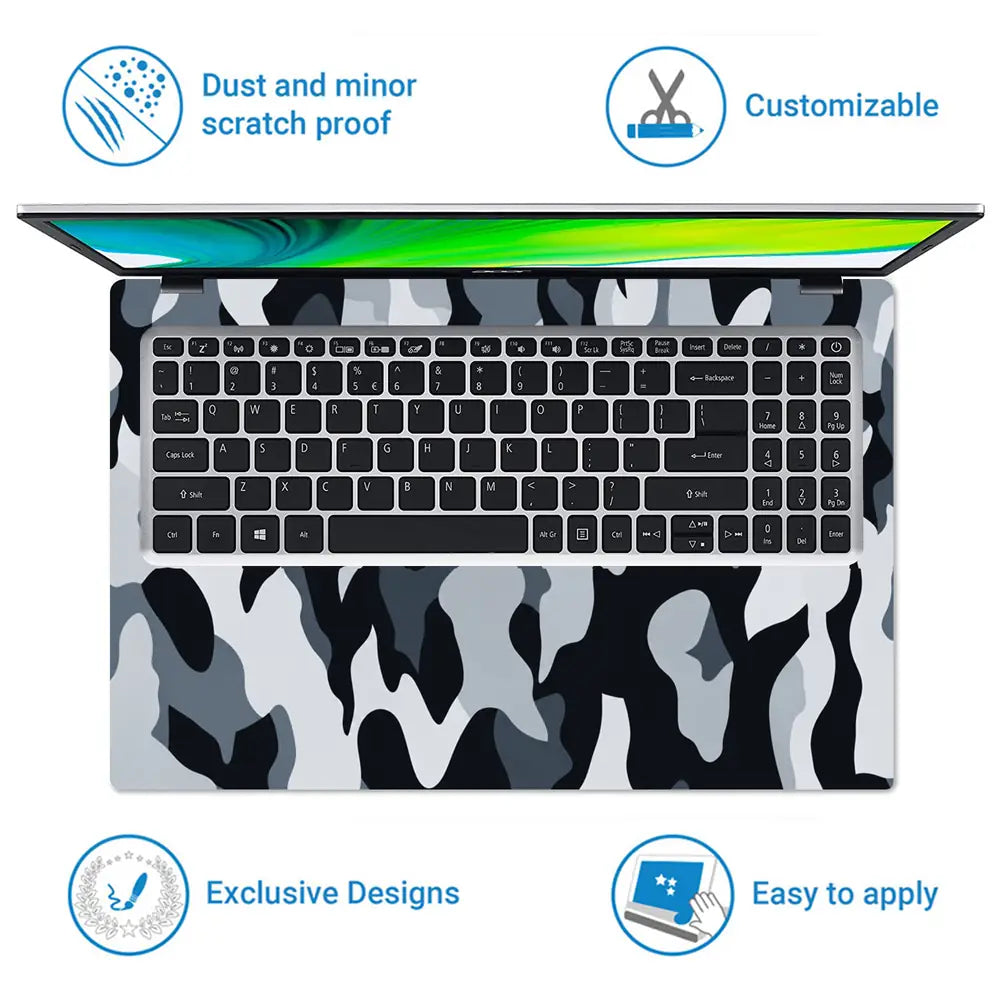 Camouflage Snow Urban Laptop Skin - View 5