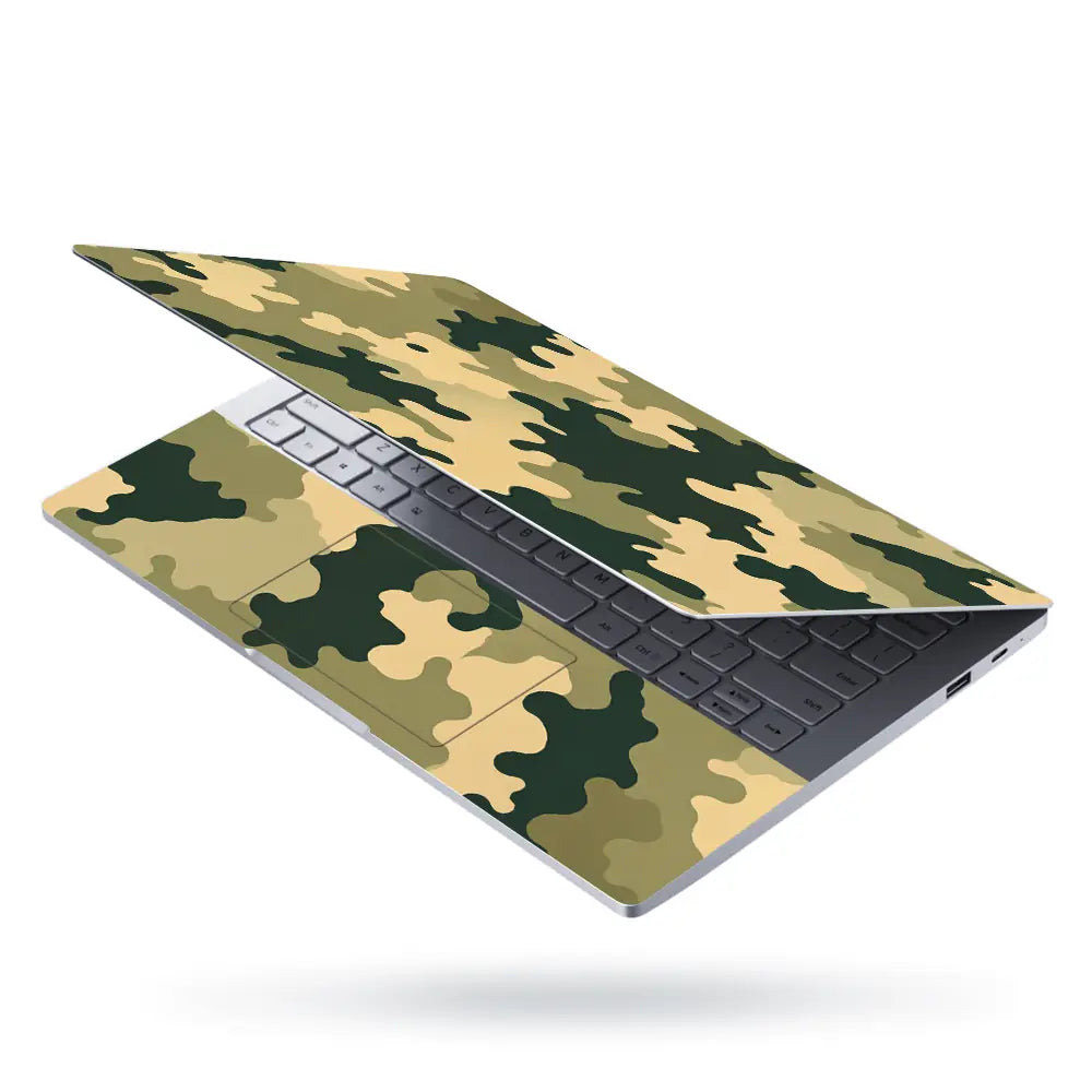 Camouflage Tan Green Field Laptop Skin - View 3