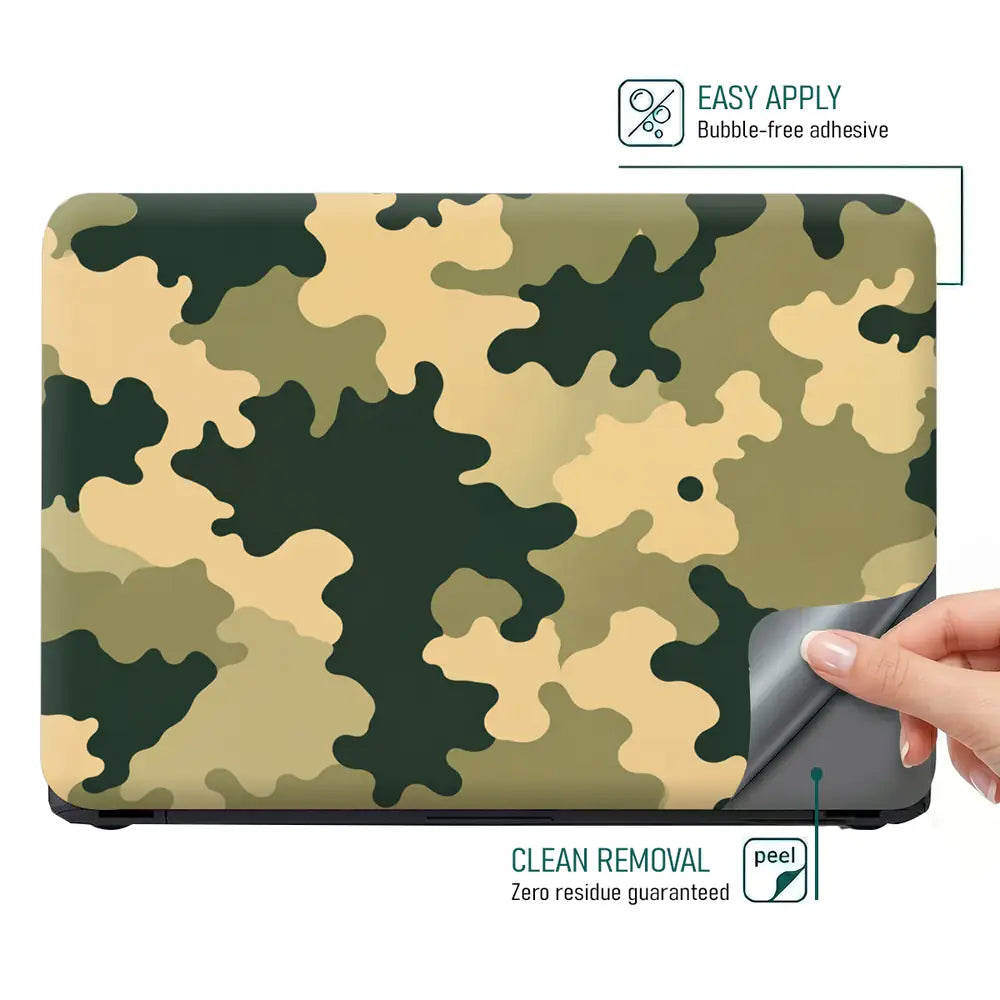 Camouflage Tan Green Field Laptop Skin - View 4