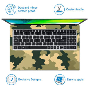 Camouflage Tan Green Field Laptop Skin - View 5