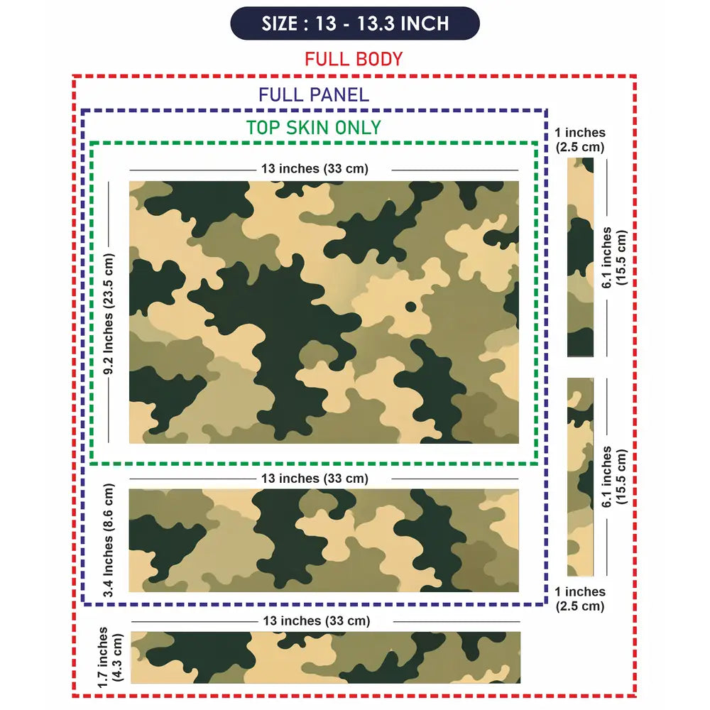 Camouflage Tan Green Field Laptop Skin - View 6