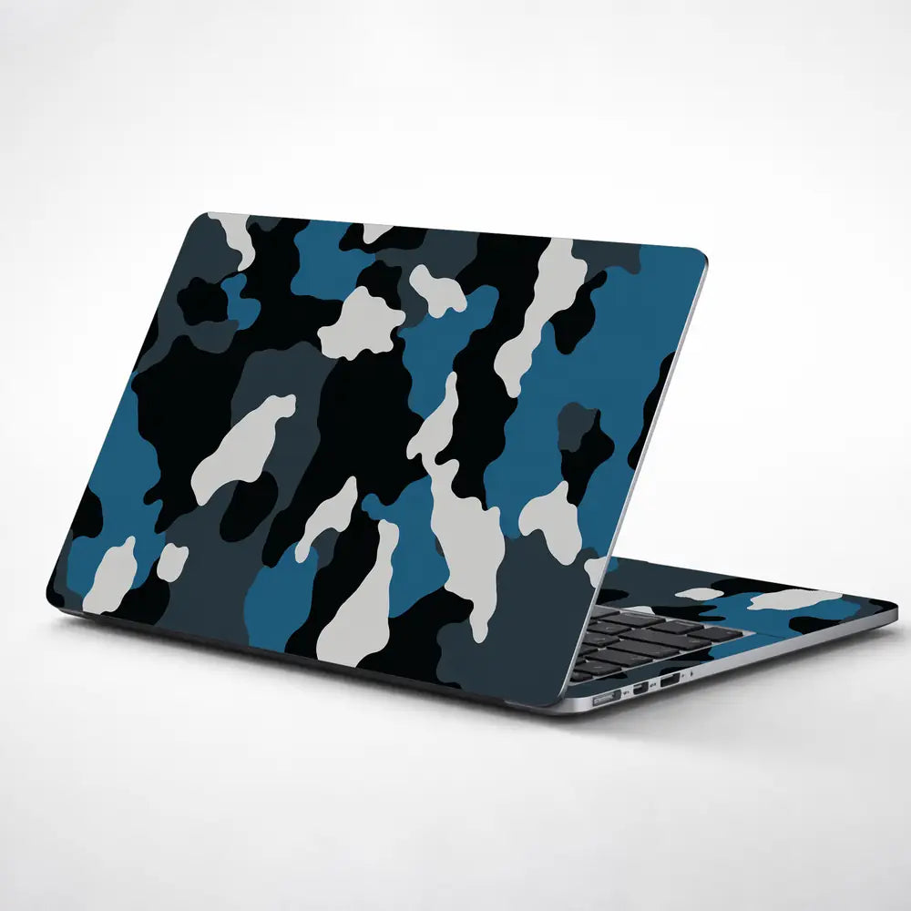 Camouflage Teal Blue Laptop Skin - View 1