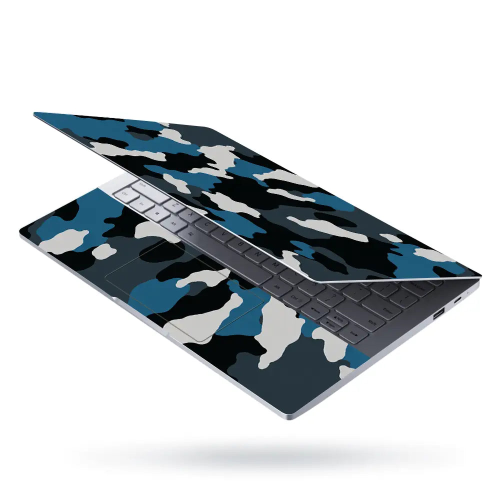 Camouflage Teal Blue Laptop Skin - View 3