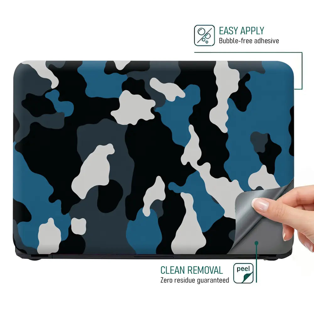 Camouflage Teal Blue Laptop Skin - View 4