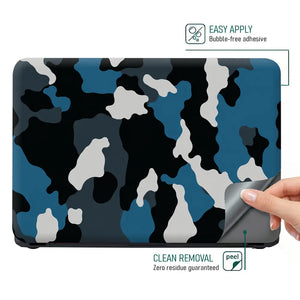 Camouflage Teal Blue Laptop Skin - View 4