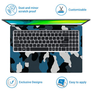 Camouflage Teal Blue Laptop Skin - View 5