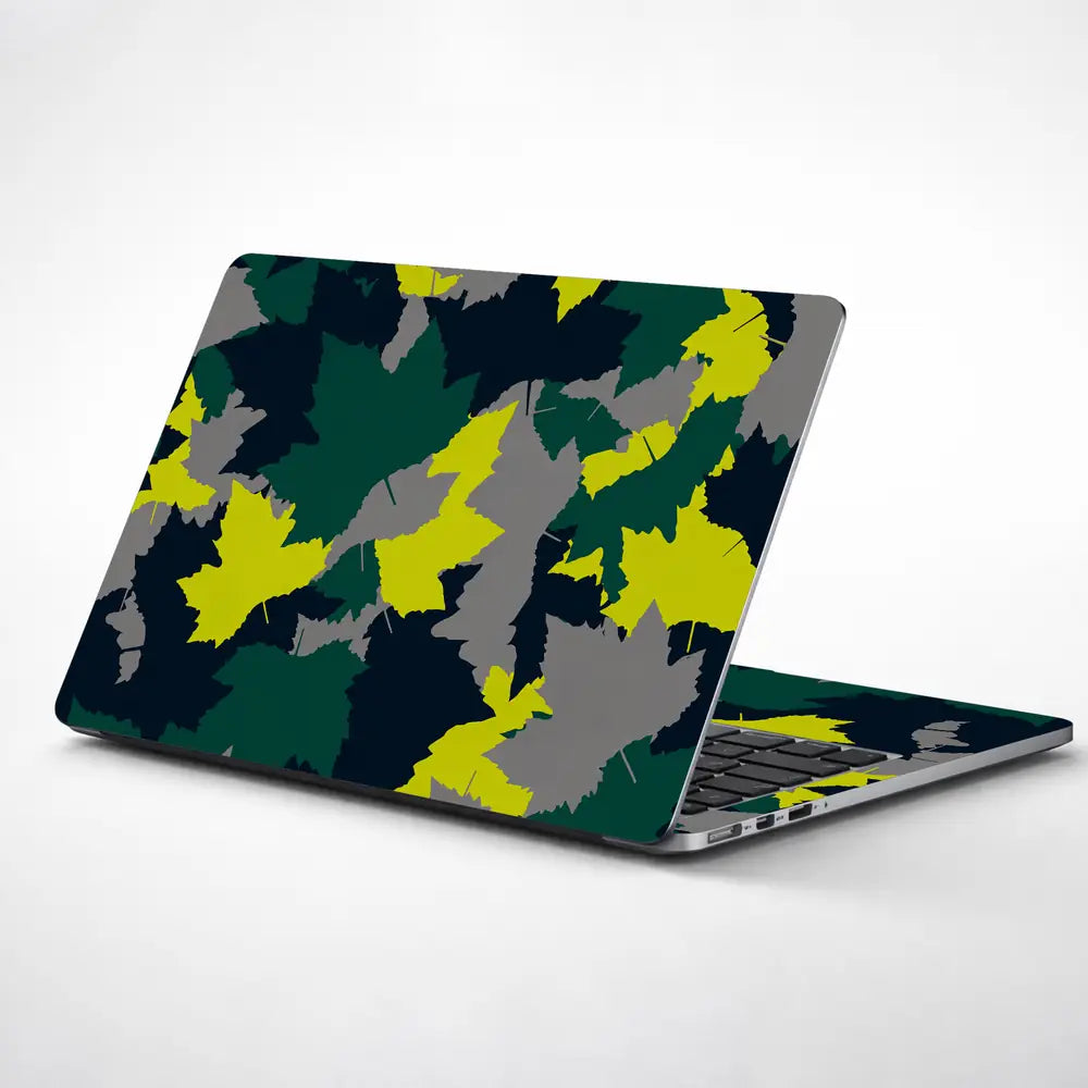 Camouflage Teal Lime Abstract Laptop Skin - View 1