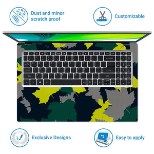 Camouflage Teal Lime Abstract Laptop Skin - View 5