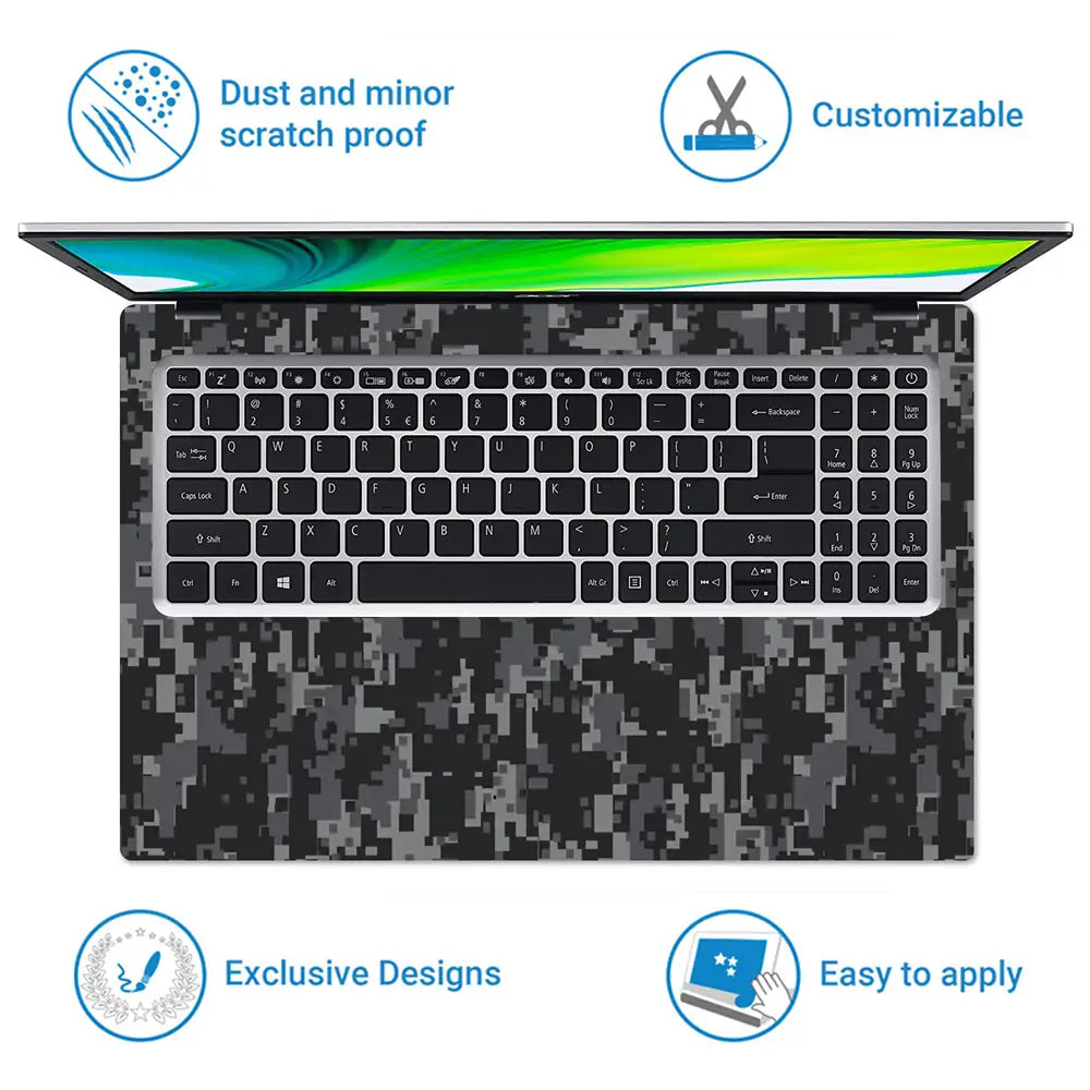 Camouflage Urban Grey Digital Laptop Skin - View 5